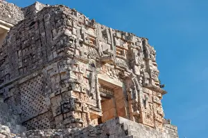 Uxmal Prints: Detail of Magician Pyramid, Uxmal, Mexico