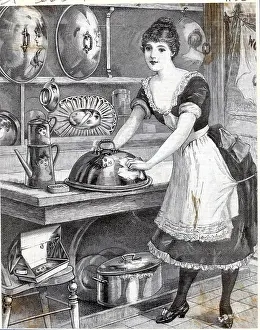 Polishing Prints: Maid Polishing With Reflection On Items