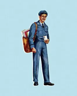 Blue Background Gallery: Mail Carrier