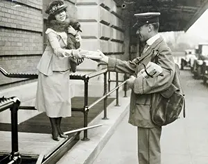 Mail Prints: Mailman Delivering Packages to Woman