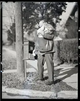 Post Office Prints: Mailman Emptying Box