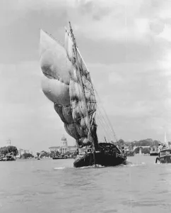 Malaysia Prints: Majestic Sailboat in Singapore Harbor