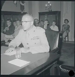 David M Prints: Major General David M. Shoup at His Desk