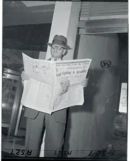 Burns Prints: Major General E. L. M. Burns with Newspaper
