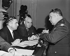 Democrat Prints: Major General Groves With Senators McMahon and Vandenberg