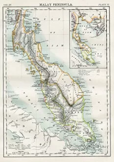 Images Dated 23rd August 2017: Malay peninsula map 1883