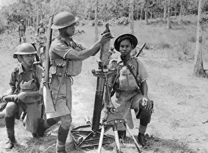Land Battle Prints: Malaysian Soldiers Preparing to Fire Mortar