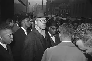 Muslim Prints: Malcolm X Standing In Crowd