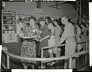 Des Moines Prints: Male Army Officer Overseeing New Female Recruits at Mess Hall