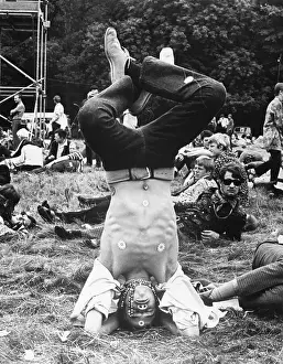 Hippie Prints: Male Flower Child Standing On Head