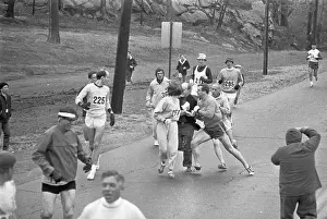 Womens Rights Prints: Male Racers Coming to Kathy Switzer's Rescue