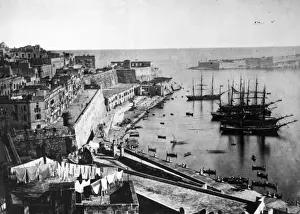Prints of circa 1870: Sailing ships docked in the Grand Harbour, Malta Malta Through Time Prints: Malta's Grand Harbour
