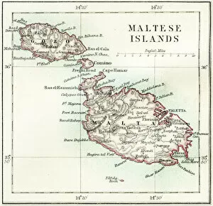 Malta Gallery: Maltese islands map 1883