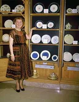 Dish Prints: Mamie Eisenhower with Fine China in White House