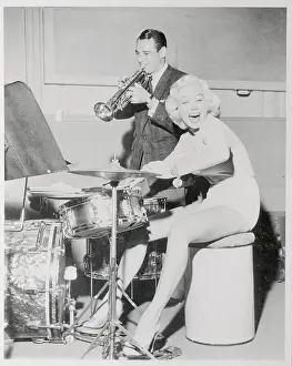 Mamie Van Doren Playing the Drums