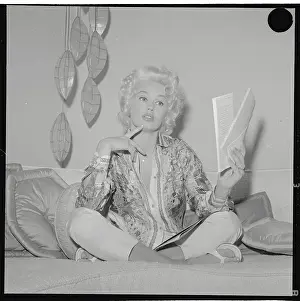 Mamie Van Doren Sitting on Floor