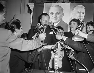 Howard Mcgrath Prints: Man Announcing Truman Election