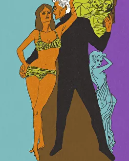 Printstock Collection: Man with His Arm Around a Woman in a Bikini