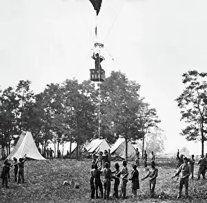 Man In Balloon On Battleground
