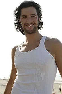 30 34 Years Prints: Man on a beach, portrait, smiling