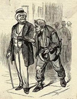 Opposites Prints: Man Begging for Money