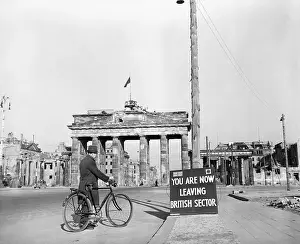 Utility Pole Prints: Man with Bicycle at Border