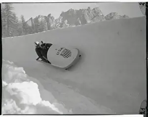 US Two Man Bobsled Team During Run