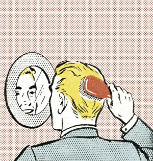 Illustration And Prints: Man Brushing His Hair