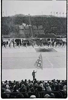 Torch Prints: Man Carrying Olympic Torch Up Steps