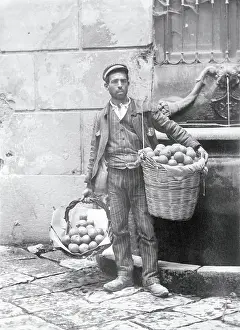 Palermo Prints: Man Carrying Produce for Sale