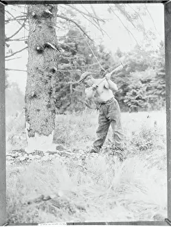 Difficult Prints: Man Chopping Tree Down