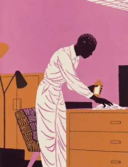 Drawer Prints: Man Cleaning