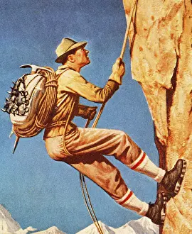 Backpack Prints: Man Climbing Mountain