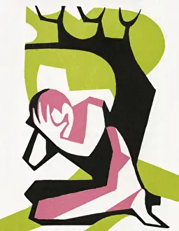 Man Crying Under Tree