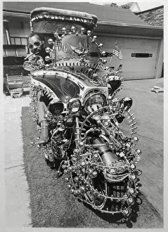 Man with His Customized Motorcycle