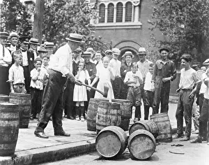 Hitting Prints: Man Destroying Barrels Of Beer