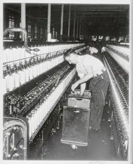 North Carolina Prints: Man Doffing the Spinning Frame