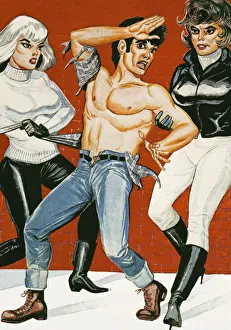 Printstock Collection: Man and Two Dominating Women