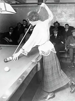 Strange Prints: Man dressed as woman aiming cue at pool table