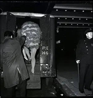 Cross Dresser Prints: Man Dressed As Woman Being Arrested