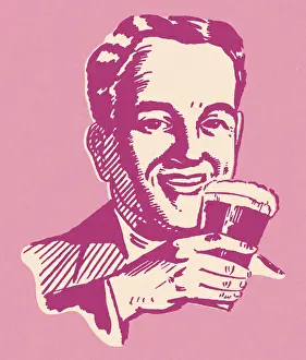 Booze Prints: Man Drinking a Beer