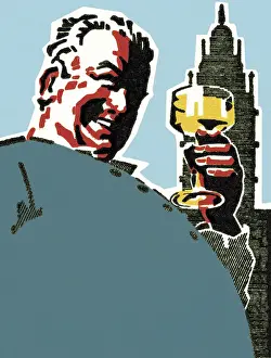 Highball Glass Prints: Man Drinking a Cocktail