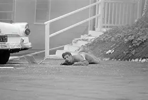 Manhattan Beach Prints: Man Dying in Road