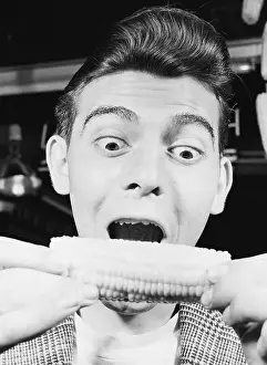 Corn Prints: Man About to Eat Corn on the Cob