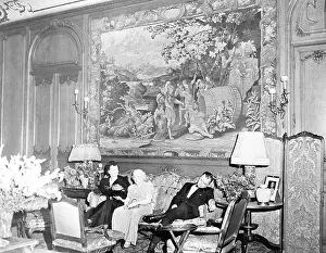 Tapestry Prints: Man Falling Asleep on Couch in Mansion