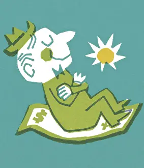 Currency Prints: Man Floating on a Dollar Bill