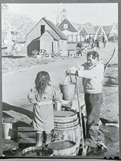 Greenland Prints: Man Getting Water From a Pipe