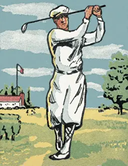 Illustration And Pai Prints: Man Golfing