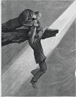 Man Grasping Man from Falling Off Cliff