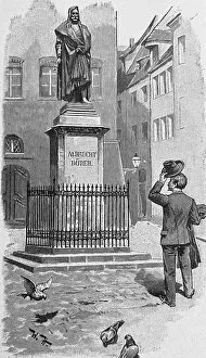 Albrecht Durer (1471–1528) Gallery: Man greets the monument by Albrecht DAOErer in a street